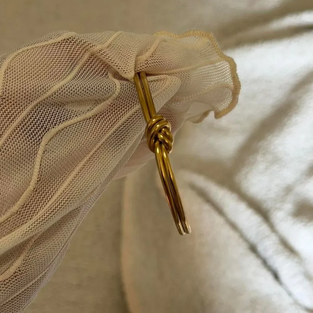 Gold Knot Cuff Bracelet Triple Band Open Bangle
